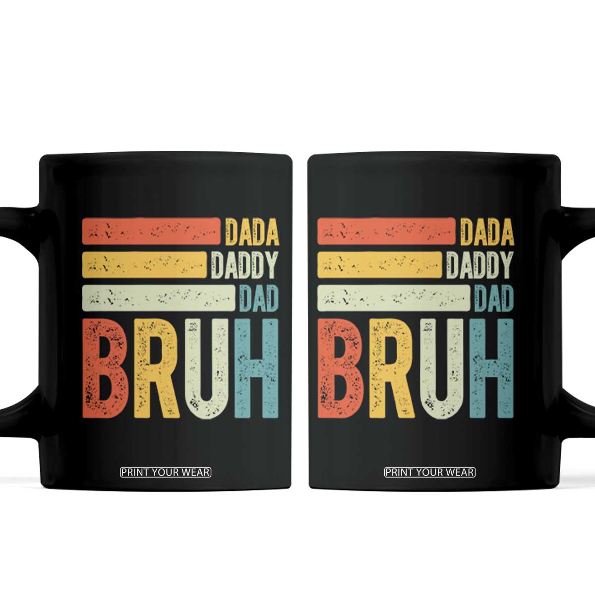 Funny Dada Daddy Dad Bruh Coffee Mug Fathers Day Vintage Stripes TS11 Black Print Your Wear