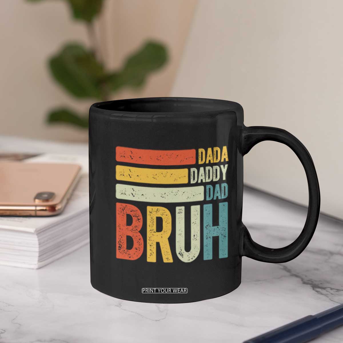 Funny Dada Daddy Dad Bruh Coffee Mug Fathers Day Vintage Stripes TS11 Print Your Wear
