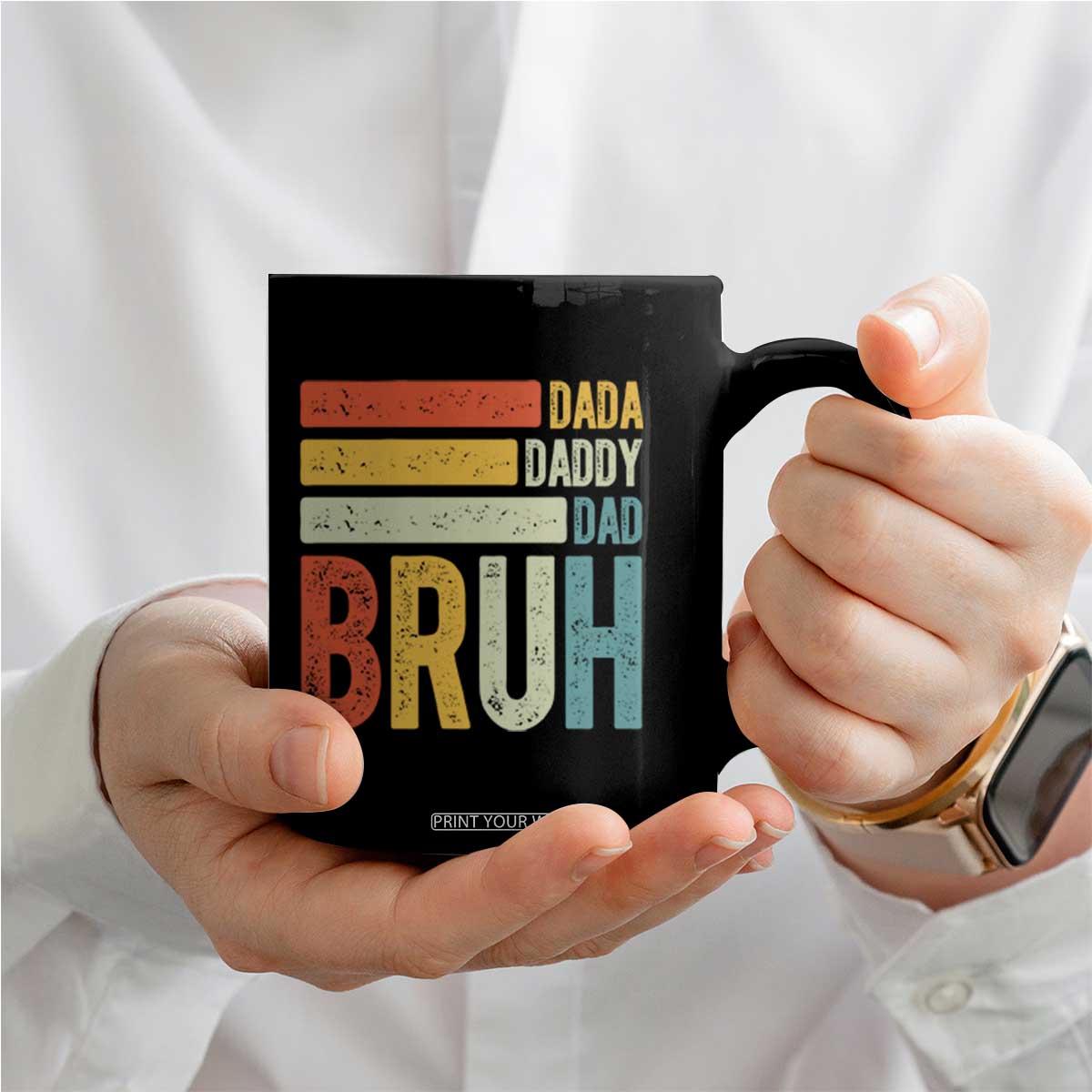 Funny Dada Daddy Dad Bruh Coffee Mug Fathers Day Vintage Stripes TS11 Print Your Wear