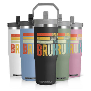 Funny Dada Daddy Dad Bruh Flip Straw Tumbler Fathers Day Vintage Stripes TS11 Print Your Wear