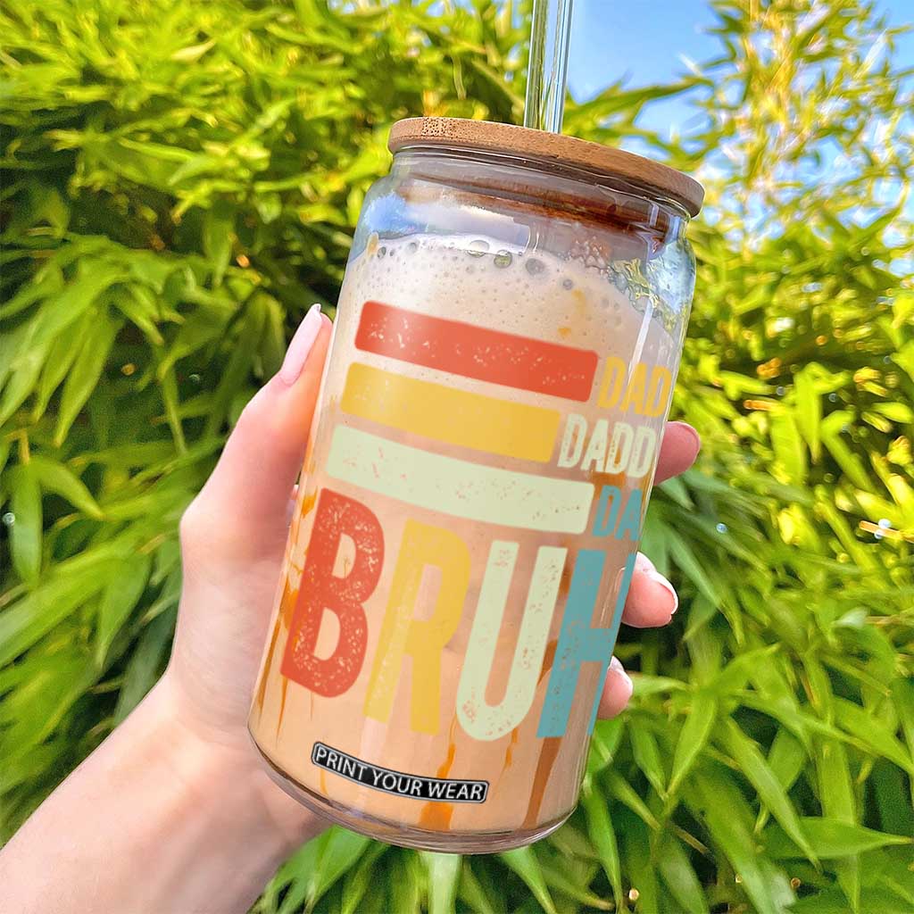 Funny Dada Daddy Dad Bruh Glass Can Fathers Day Vintage Stripes TS11 Print Your Wear