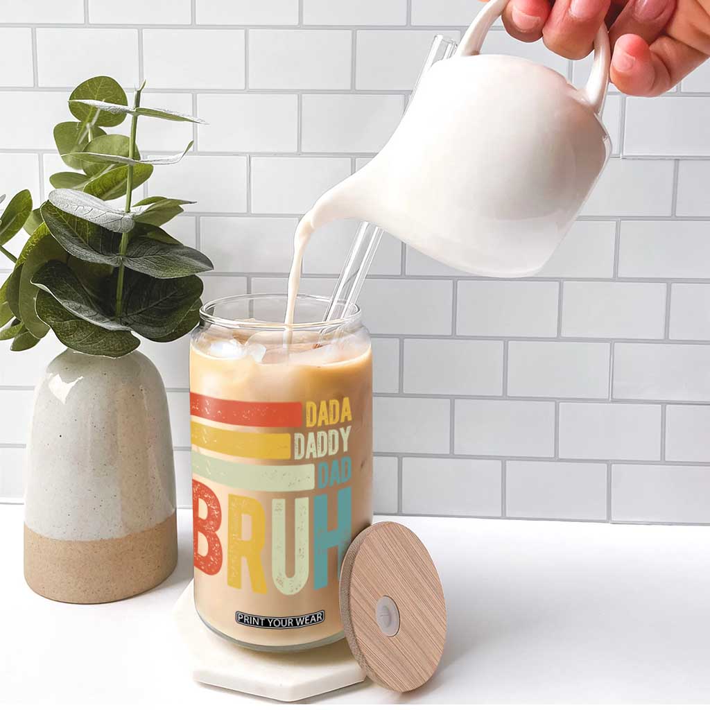 Funny Dada Daddy Dad Bruh Glass Can Fathers Day Vintage Stripes TS11 Print Your Wear