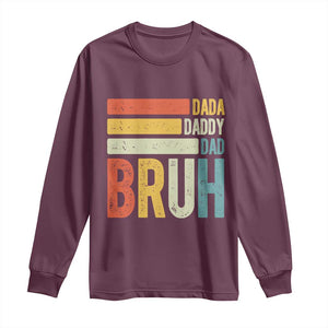 Funny Dada Daddy Dad Bruh Long Sleeve Shirt Fathers Day Vintage Stripes TS11 Maroon Print Your Wear