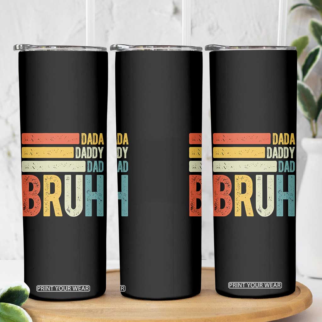 Funny Dada Daddy Dad Bruh Skinny Tumbler Fathers Day Vintage Stripes TS11 Print Your Wear