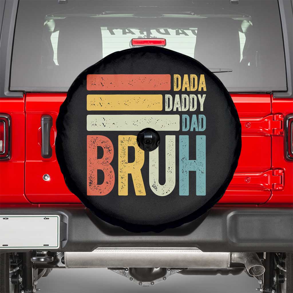 Funny Dada Daddy Dad Bruh Spare Tire Cover Fathers Day Vintage Stripes TS11 Black Print Your Wear