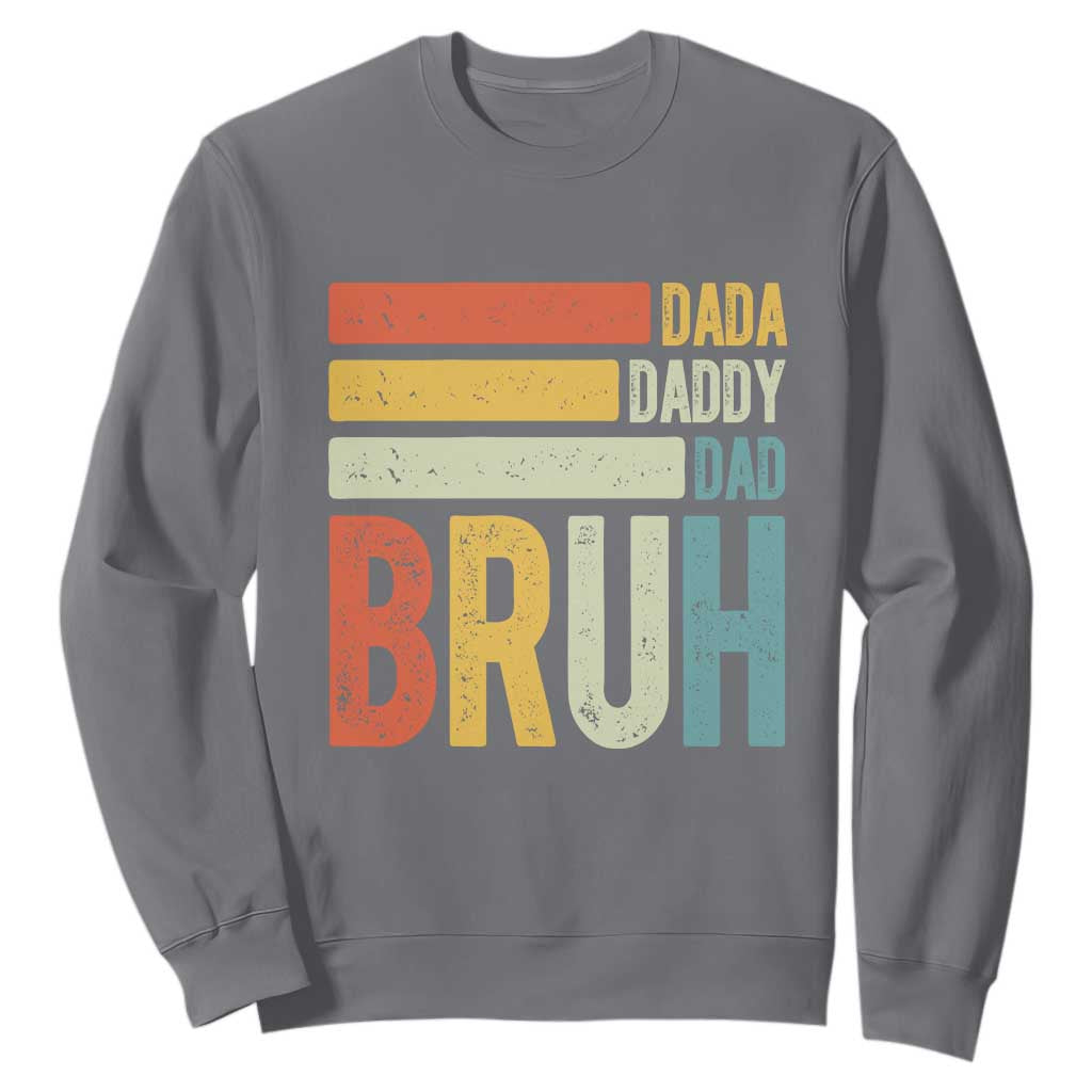 Funny Dada Daddy Dad Bruh Sweatshirt Fathers Day Vintage Stripes TS11 Charcoal Print Your Wear