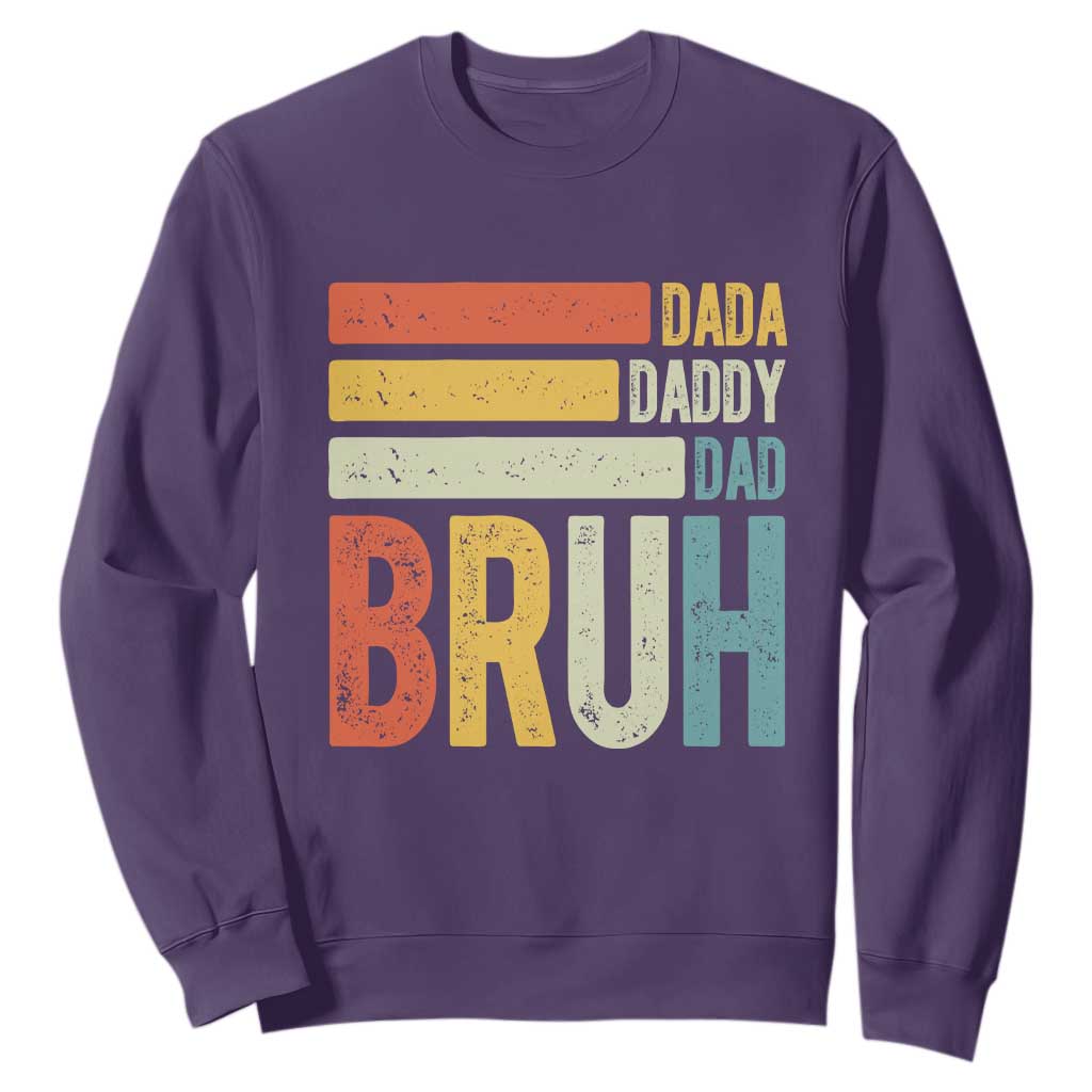 Funny Dada Daddy Dad Bruh Sweatshirt Fathers Day Vintage Stripes TS11 Purple Print Your Wear