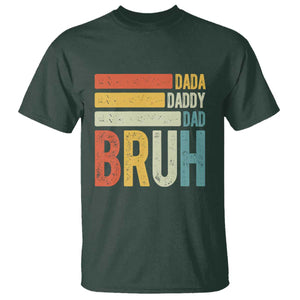 Funny Dada Daddy Dad Bruh T Shirt Fathers Day Vintage Stripes TS11 Dark Forest Green Print Your Wear