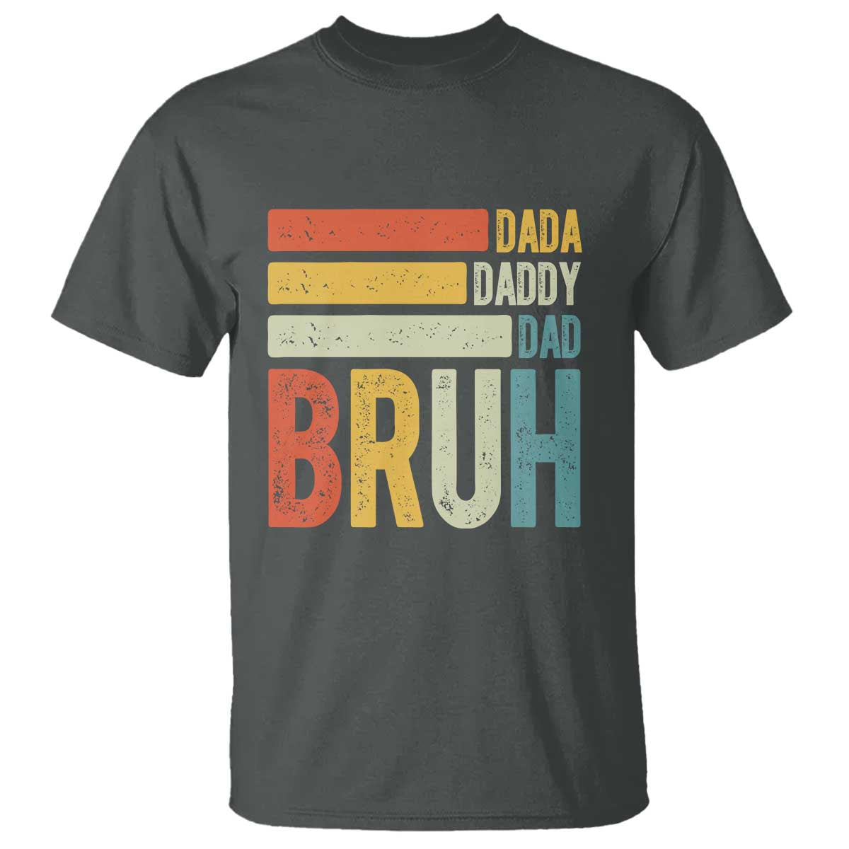 Funny Dada Daddy Dad Bruh T Shirt Fathers Day Vintage Stripes TS11 Dark Heather Print Your Wear