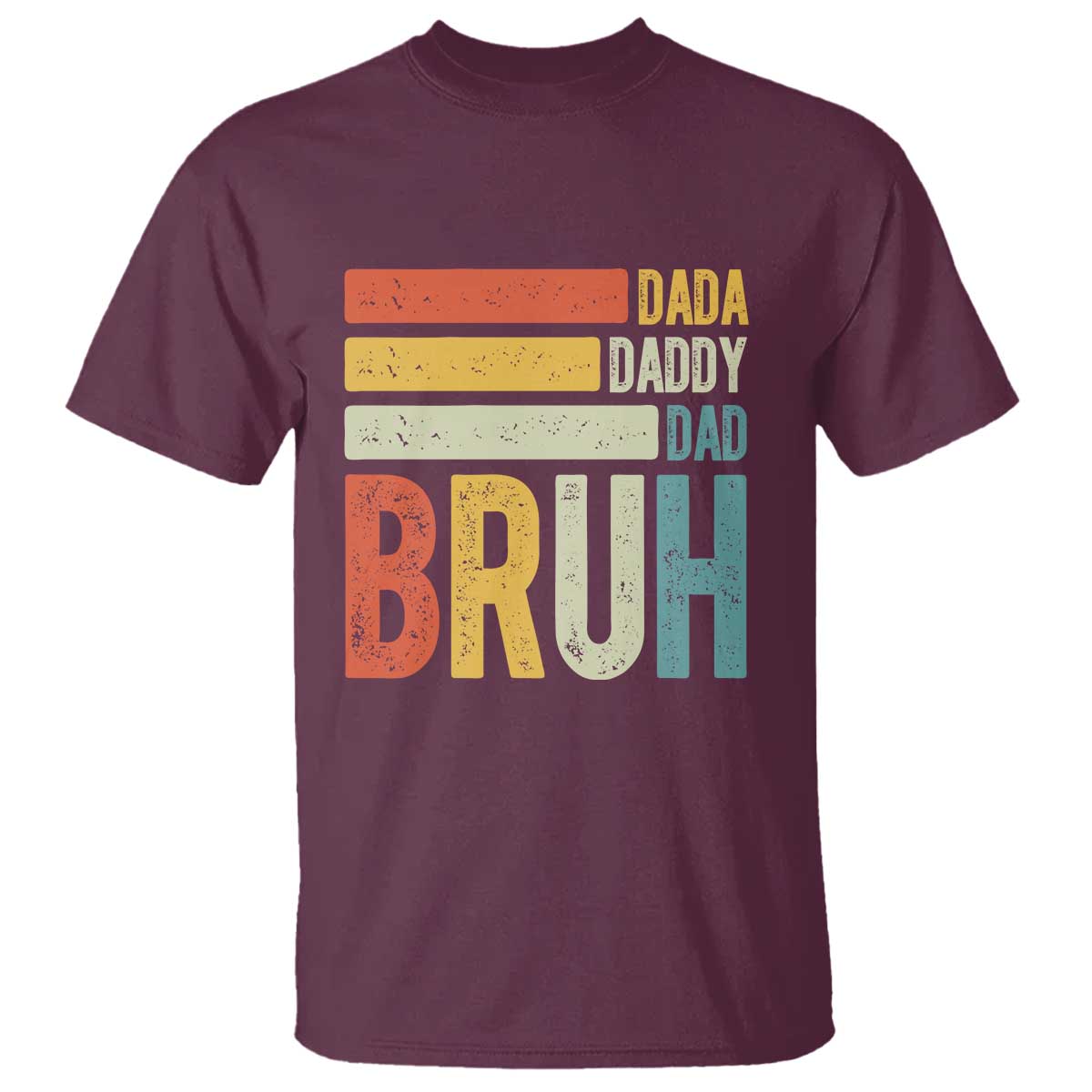 Funny Dada Daddy Dad Bruh T Shirt Fathers Day Vintage Stripes TS11 Maroon Print Your Wear