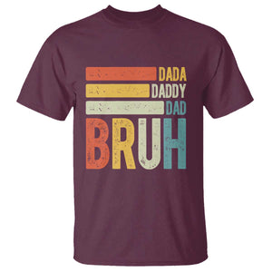 Funny Dada Daddy Dad Bruh T Shirt Fathers Day Vintage Stripes TS11 Maroon Print Your Wear