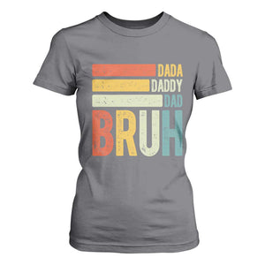 Funny Dada Daddy Dad Bruh T Shirt For Women Fathers Day Vintage Stripes TS11 Charcoal Print Your Wear