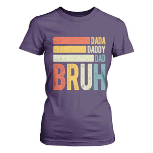 Funny Dada Daddy Dad Bruh T Shirt For Women Fathers Day Vintage Stripes TS11 Purple Print Your Wear