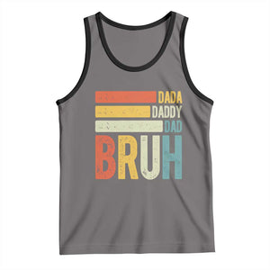 Funny Dada Daddy Dad Bruh Tank Top Fathers Day Vintage Stripes TS11 Deep Heather Black Print Your Wear