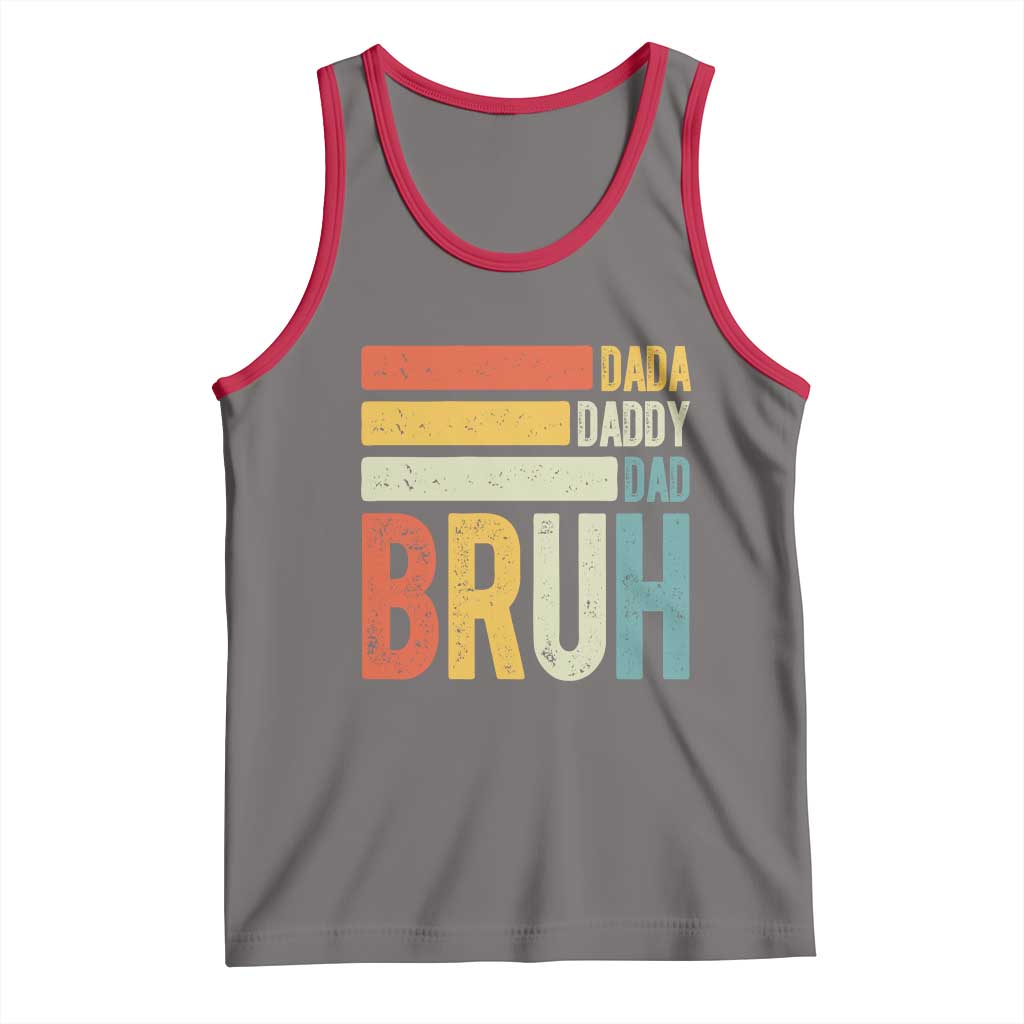 Funny Dada Daddy Dad Bruh Tank Top Fathers Day Vintage Stripes TS11 Deep Heather Red Print Your Wear
