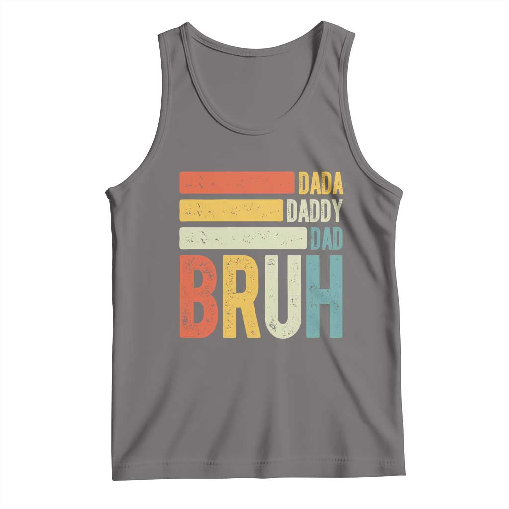 Funny Dada Daddy Dad Bruh Tank Top Fathers Day Vintage Stripes TS11 Deep Heather Print Your Wear
