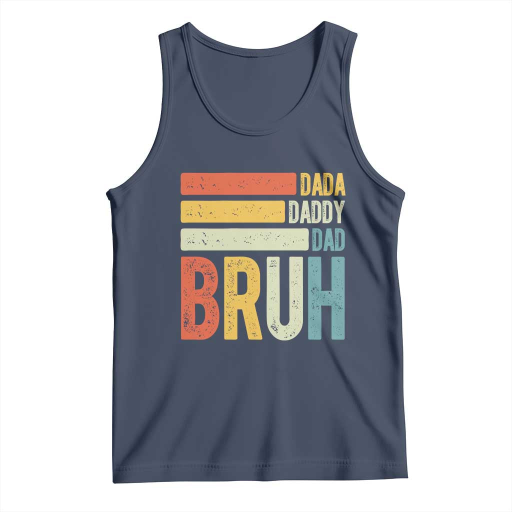 Funny Dada Daddy Dad Bruh Tank Top Fathers Day Vintage Stripes TS11 Navy Print Your Wear