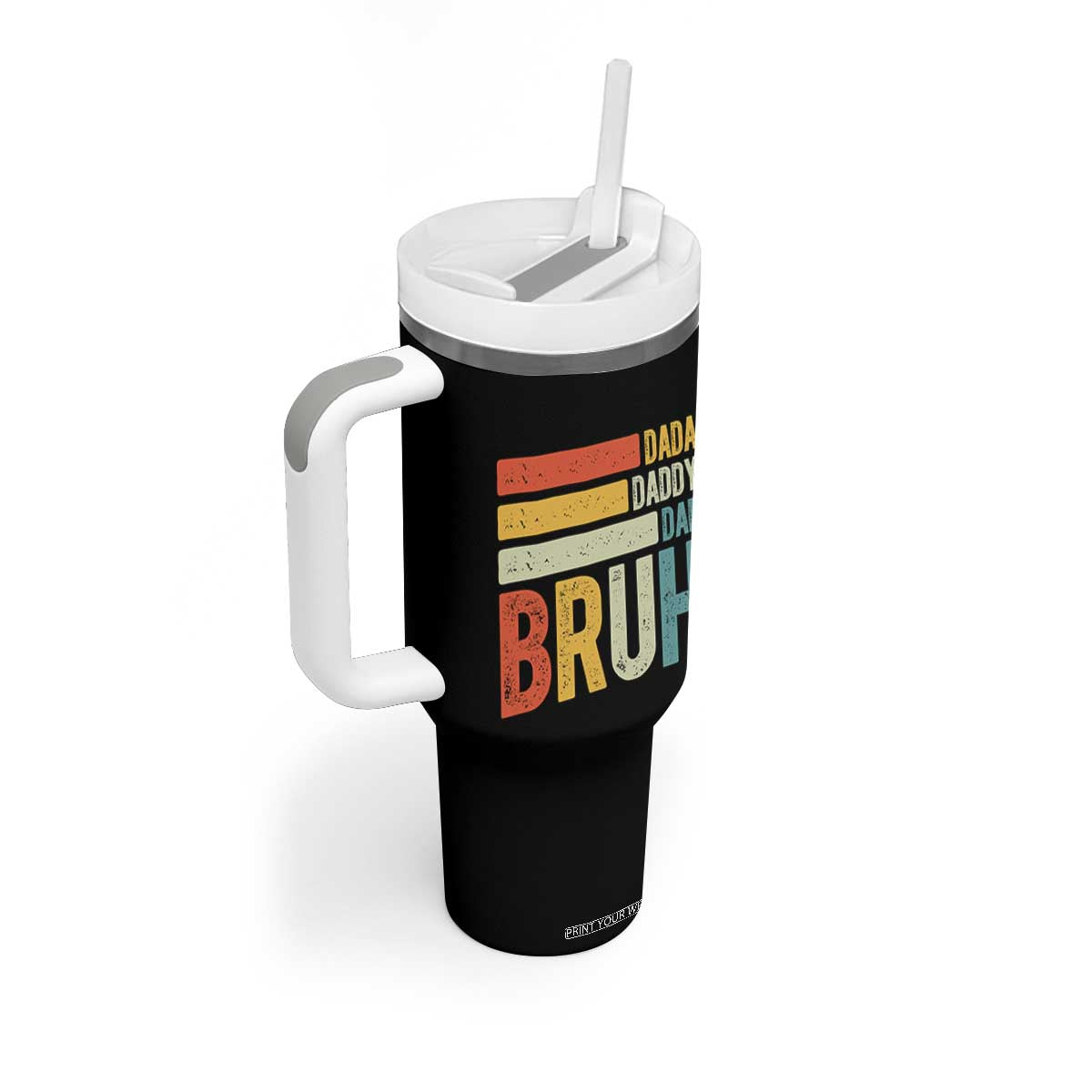 Funny Dada Daddy Dad Bruh Tumbler With Handle Fathers Day Vintage Stripes TS11 Print Your Wear