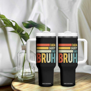 Funny Dada Daddy Dad Bruh Tumbler With Handle Fathers Day Vintage Stripes TS11 Print Your Wear