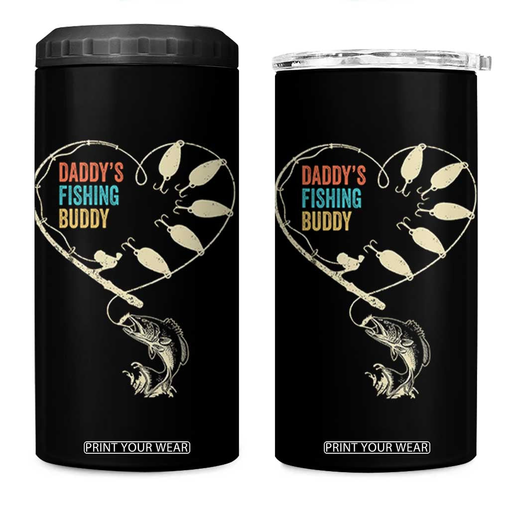 Funny Daddys Fishing Buddy 4 in 1 Can Cooler Tumbler Fisherman Dad Son Daughter TS11 One Size: 16 oz Black Print Your Wear