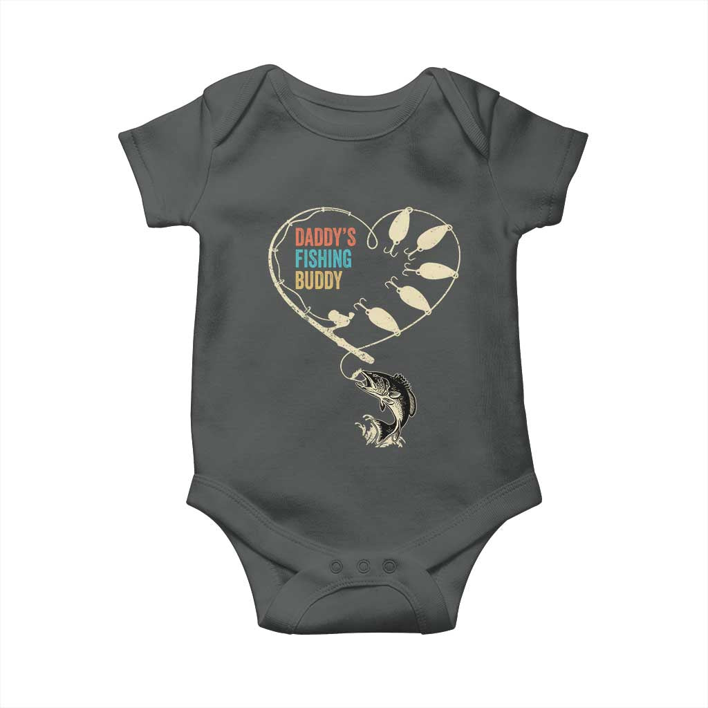 Funny Daddy's Fishing Buddy Baby Onesie Fisherman Dad Son Daughter TS11 Dark Heather Print Your Wear