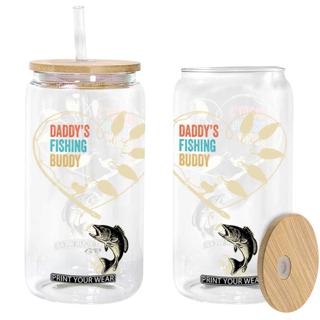 Funny Daddys Fishing Buddy Glass Can Fisherman Dad Son Daughter TS11 Black Print Your Wear