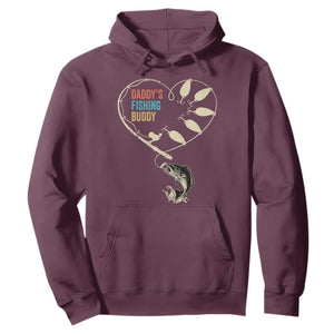 Funny Daddys Fishing Buddy Hoodie Fisherman Dad Son Daughter TS11 Maroon Print Your Wear