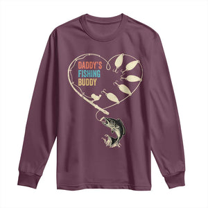 Funny Daddys Fishing Buddy Long Sleeve Shirt Fisherman Dad Son Daughter TS11 Maroon Print Your Wear