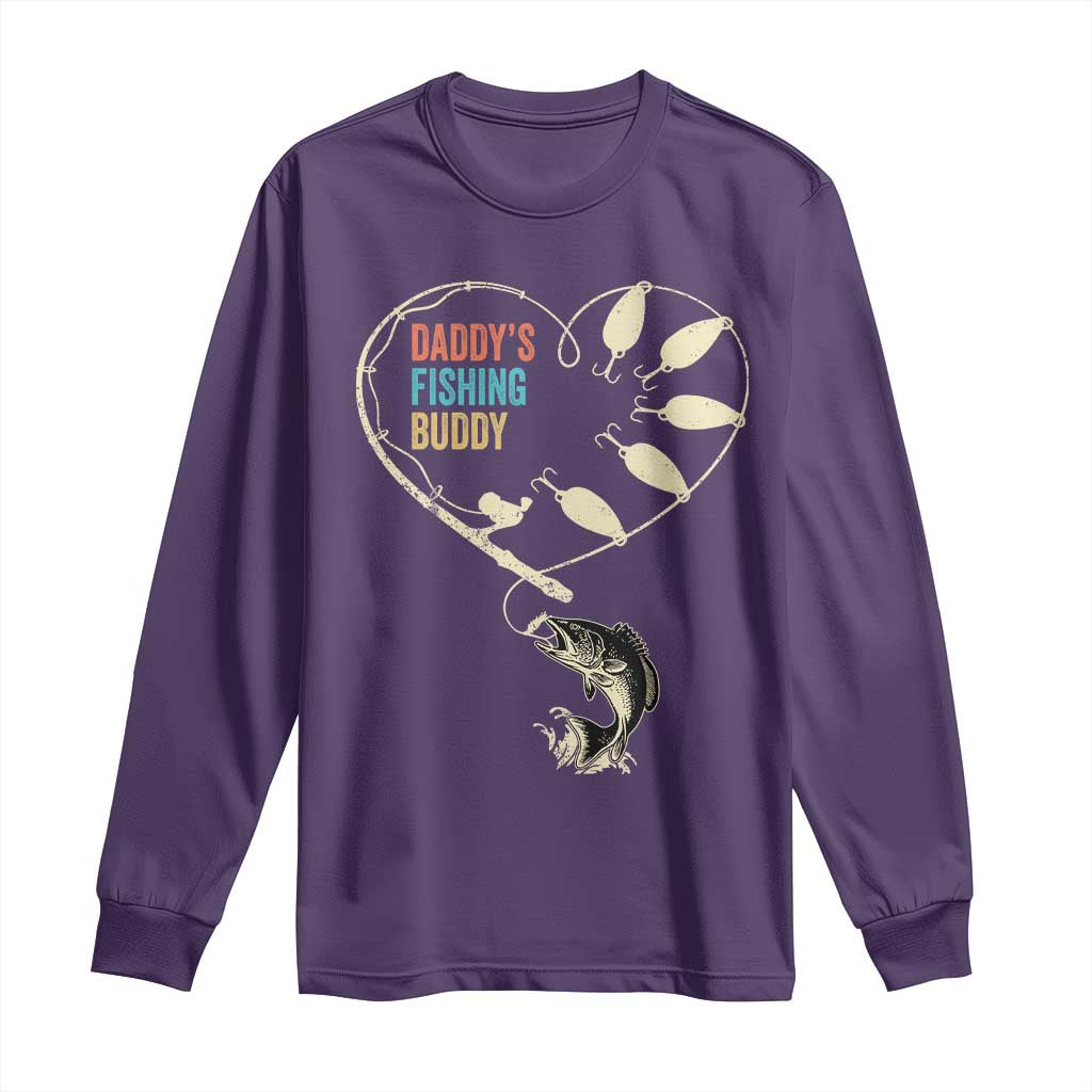 Funny Daddys Fishing Buddy Long Sleeve Shirt Fisherman Dad Son Daughter TS11 Purple Print Your Wear