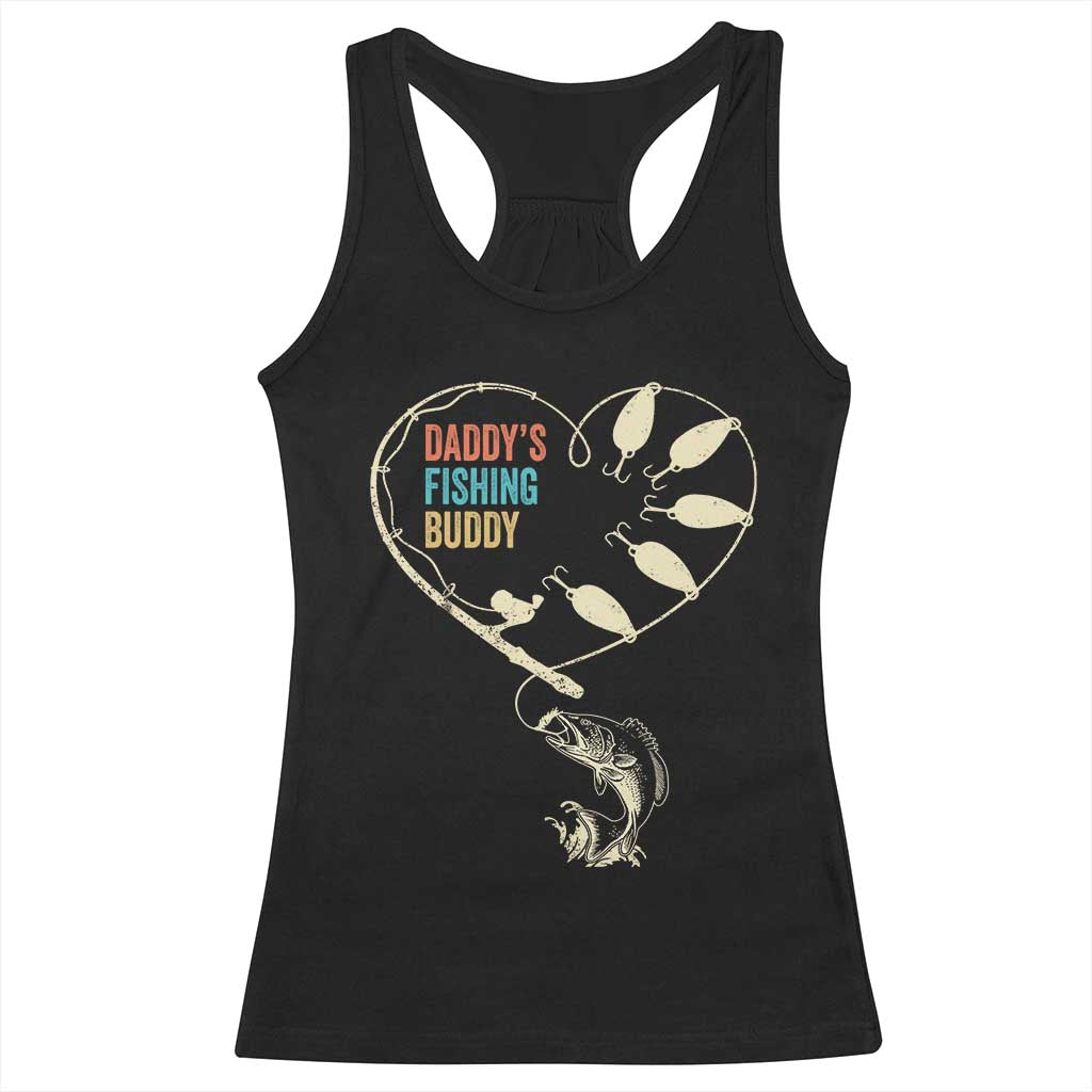 Funny Daddy's Fishing Buddy Racerback Tank Top Fisherman Dad Son Daughter TS11 Black Print Your Wear