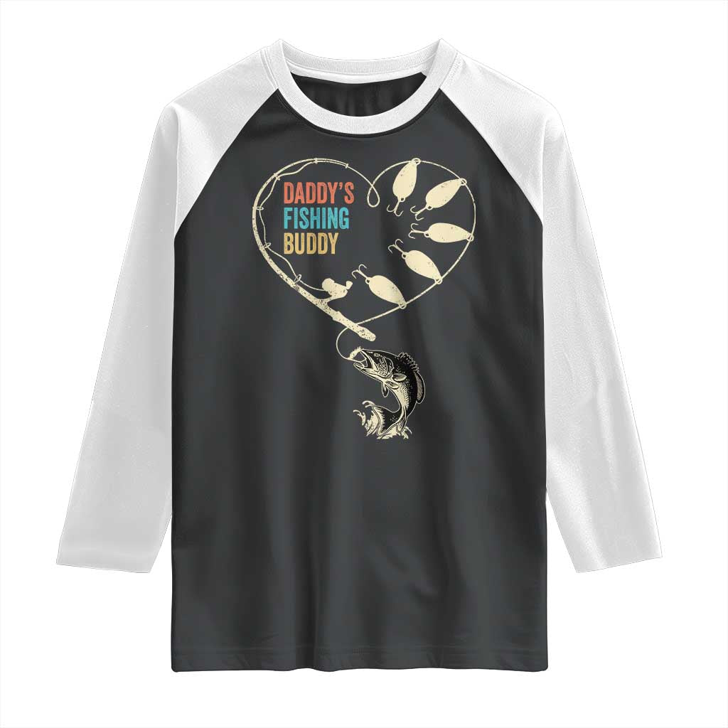 Funny Daddy's Fishing Buddy Raglan Shirt Fisherman Dad Son Daughter TS11 Black White Print Your Wear