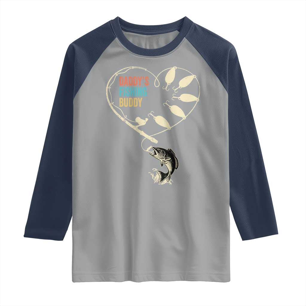 Funny Daddy's Fishing Buddy Raglan Shirt Fisherman Dad Son Daughter TS11 Sport Gray Navy Print Your Wear