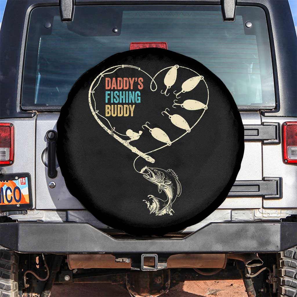 Funny Daddy's Fishing Buddy Spare Tire Cover Fisherman Dad Son Daughter TS11 No hole Black Print Your Wear