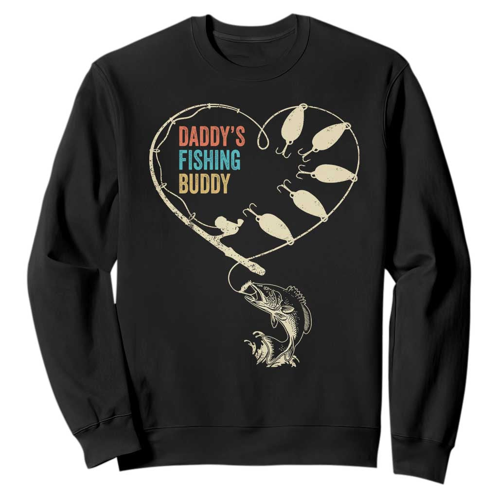 Funny Daddys Fishing Buddy Sweatshirt Fisherman Dad Son Daughter TS11 Black Print Your Wear