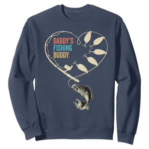 Funny Daddys Fishing Buddy Sweatshirt Fisherman Dad Son Daughter TS11 Navy Print Your Wear