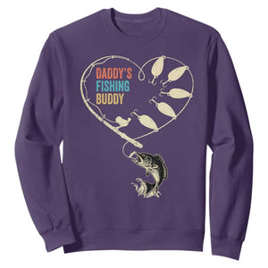 Funny Daddys Fishing Buddy Sweatshirt Fisherman Dad Son Daughter TS11 Purple Print Your Wear