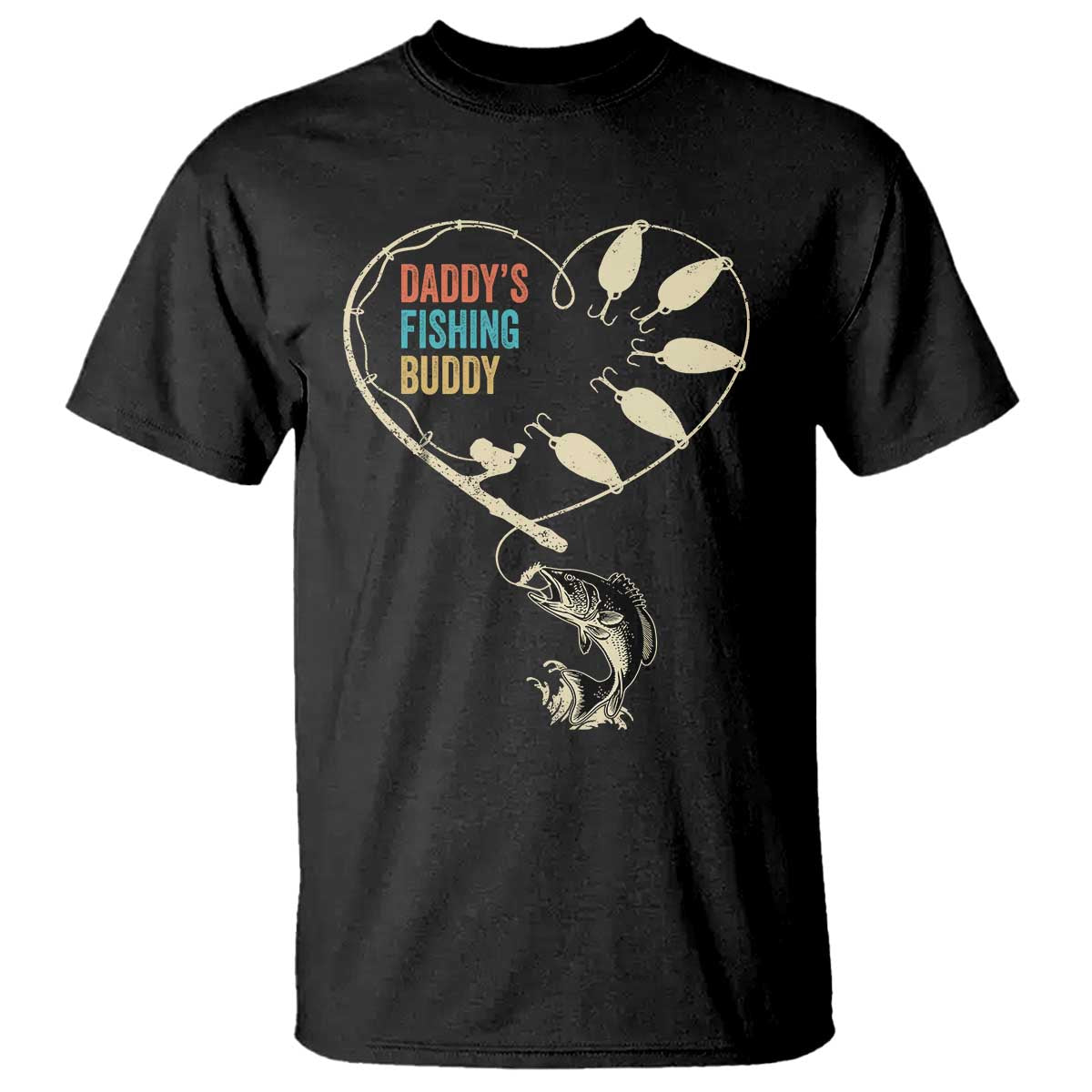 Funny Daddys Fishing Buddy T Shirt Fisherman Dad Son Daughter TS11 Black Print Your Wear