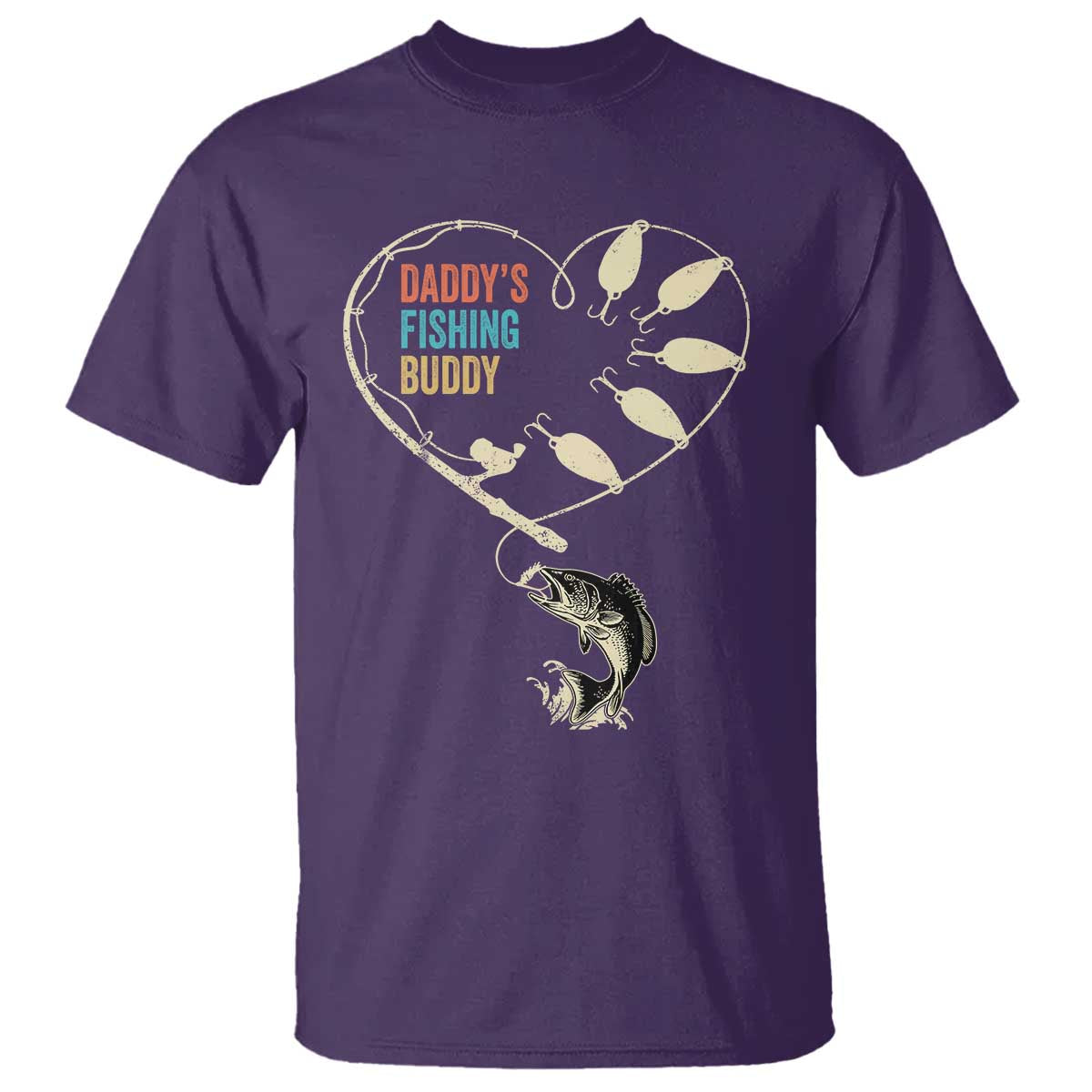 Funny Daddys Fishing Buddy T Shirt Fisherman Dad Son Daughter TS11 Purple Print Your Wear