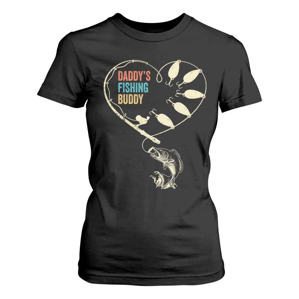 Funny Daddys Fishing Buddy T Shirt For Women Fisherman Dad Son Daughter TS11 Black Print Your Wear