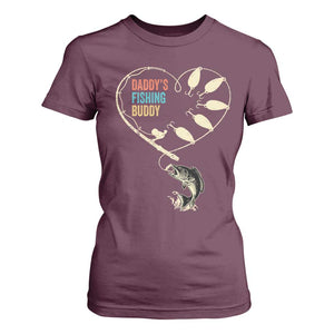 Funny Daddys Fishing Buddy T Shirt For Women Fisherman Dad Son Daughter TS11 Maroon Print Your Wear