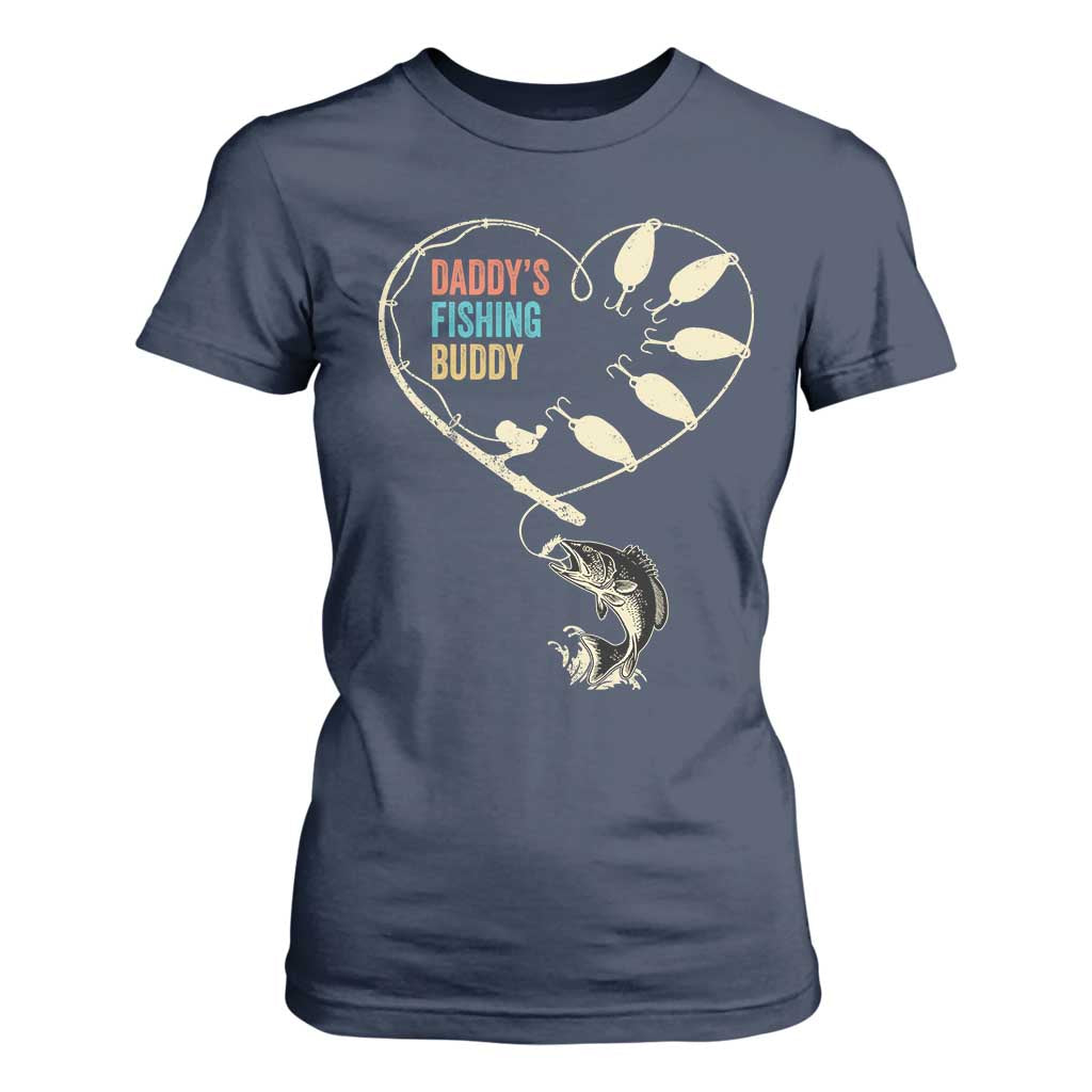 Funny Daddys Fishing Buddy T Shirt For Women Fisherman Dad Son Daughter TS11 Navy Print Your Wear
