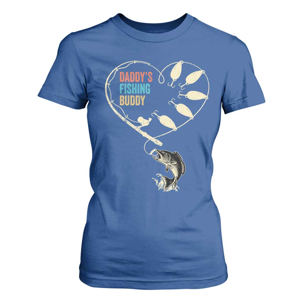Funny Daddys Fishing Buddy T Shirt For Women Fisherman Dad Son Daughter TS11 Royal Blue Print Your Wear