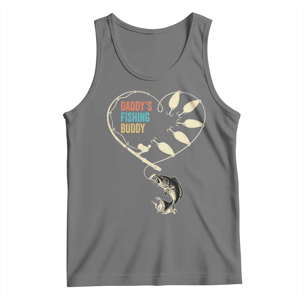 Funny Daddy's Fishing Buddy Tank Top Fisherman Dad Son Daughter TS11 Black Heather Print Your Wear