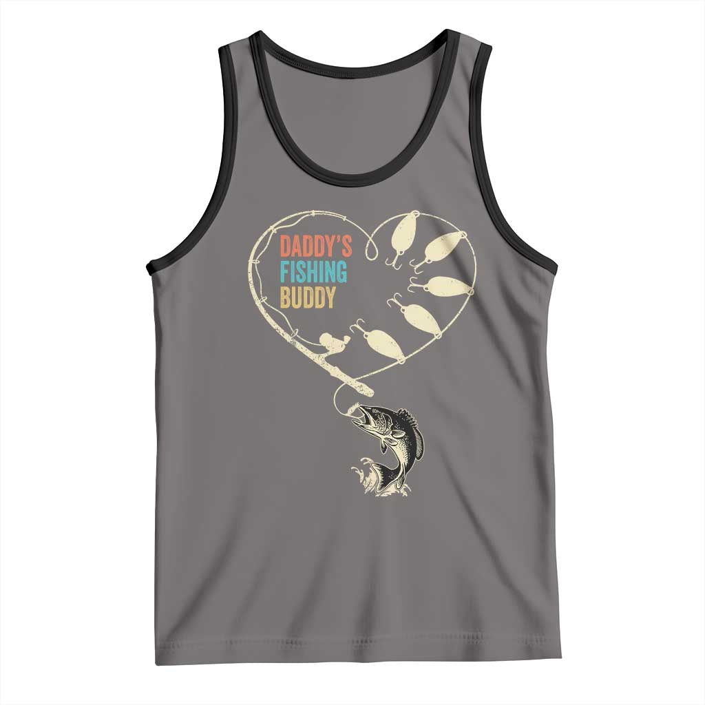 Funny Daddy's Fishing Buddy Tank Top Fisherman Dad Son Daughter TS11 Deep Heather Black Print Your Wear