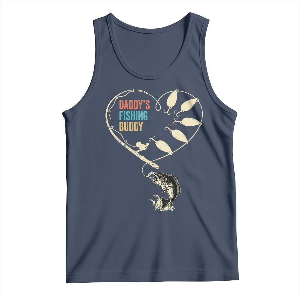 Funny Daddy's Fishing Buddy Tank Top Fisherman Dad Son Daughter TS11 Navy Print Your Wear