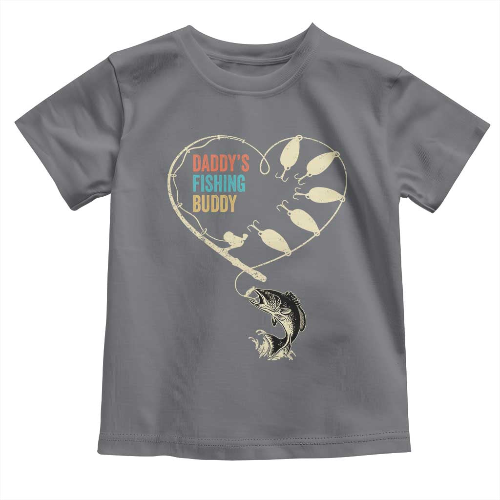 Funny Daddy's Fishing Buddy Toddler T Shirt Fisherman Dad Son Daughter TS11 Charcoal Print Your Wear