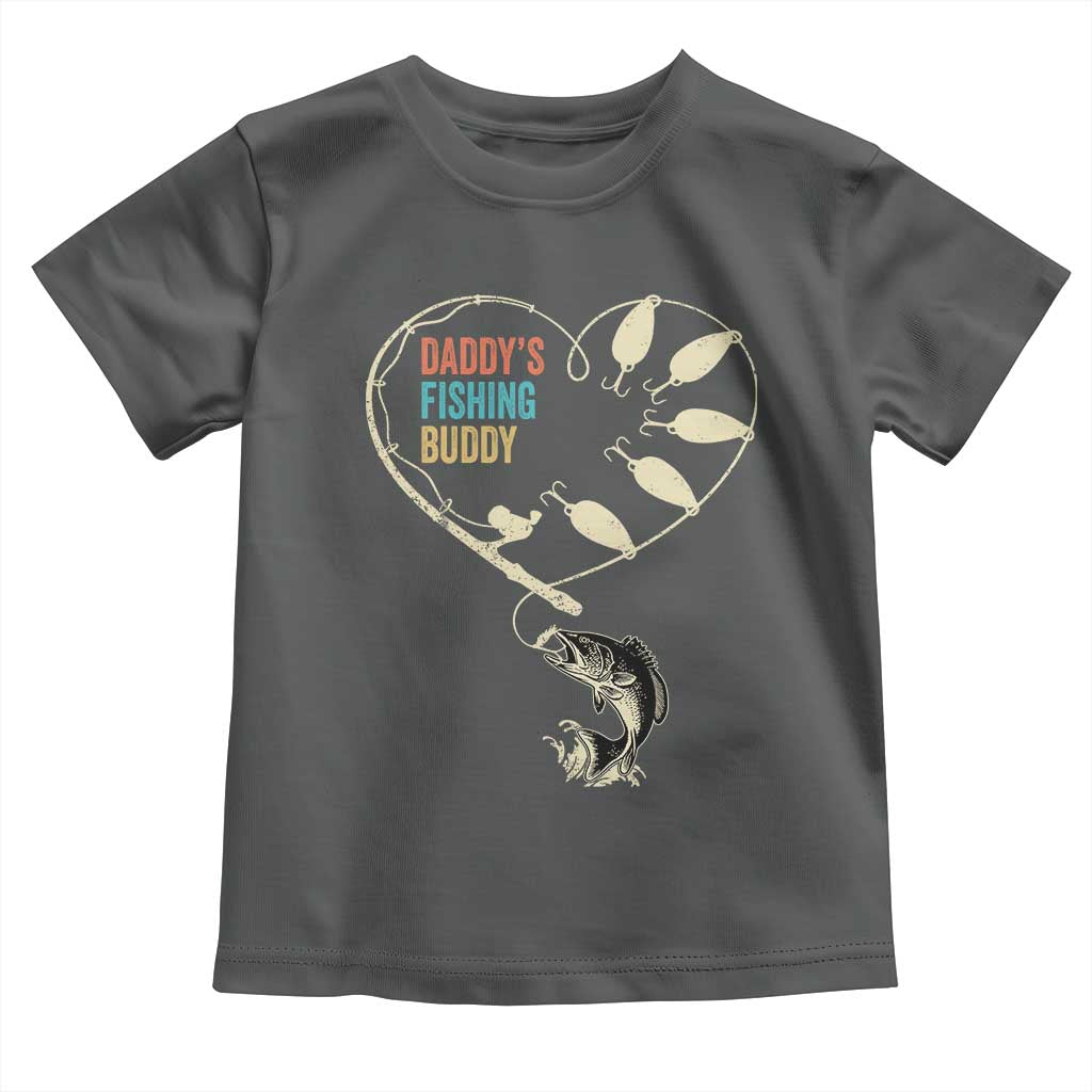 Funny Daddy's Fishing Buddy Toddler T Shirt Fisherman Dad Son Daughter TS11 Dark Heather Print Your Wear