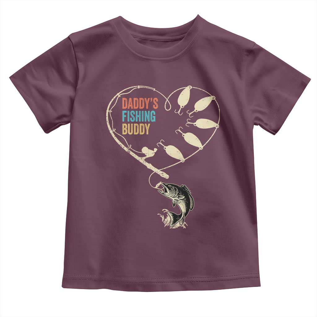 Funny Daddy's Fishing Buddy Toddler T Shirt Fisherman Dad Son Daughter TS11 Maroon Print Your Wear