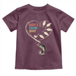 Funny Daddy's Fishing Buddy Toddler T Shirt Fisherman Dad Son Daughter TS11 Maroon Print Your Wear