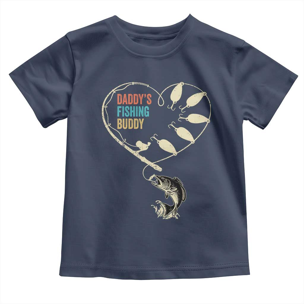Funny Daddy's Fishing Buddy Toddler T Shirt Fisherman Dad Son Daughter TS11 Navy Print Your Wear
